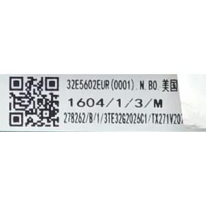 MAIN FUENTE PARA TV HISENSE / NUMERO DE PARTE 278262 / RSAG7.820.9375/ROH / 105918 / 32E5602EUR / G2026C1 / 36275-278262-207F-G2026C / PANEL JHD315V1H01-TXL1/S0/GM/ROH / MODELO 32H4030F1